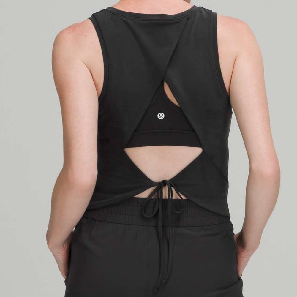 lululemon Open Tie Back Strappy Crop Tank Washed Black | 2 NWOT